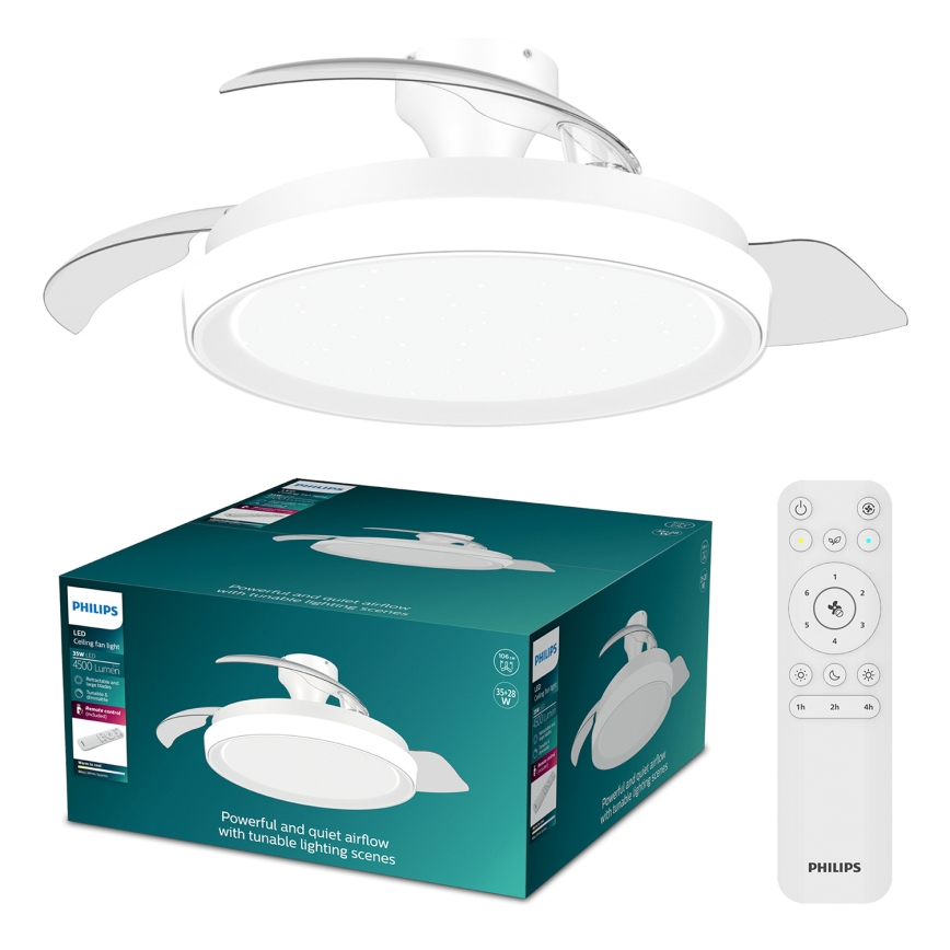 Philips - BLISS Dimmable LED Ceiling Light with Fan LED/35W/230V White + Remote Control