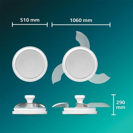 Philips - BLISS Dimmable LED Ceiling Light with Fan LED/35W/230V White + Remote Control