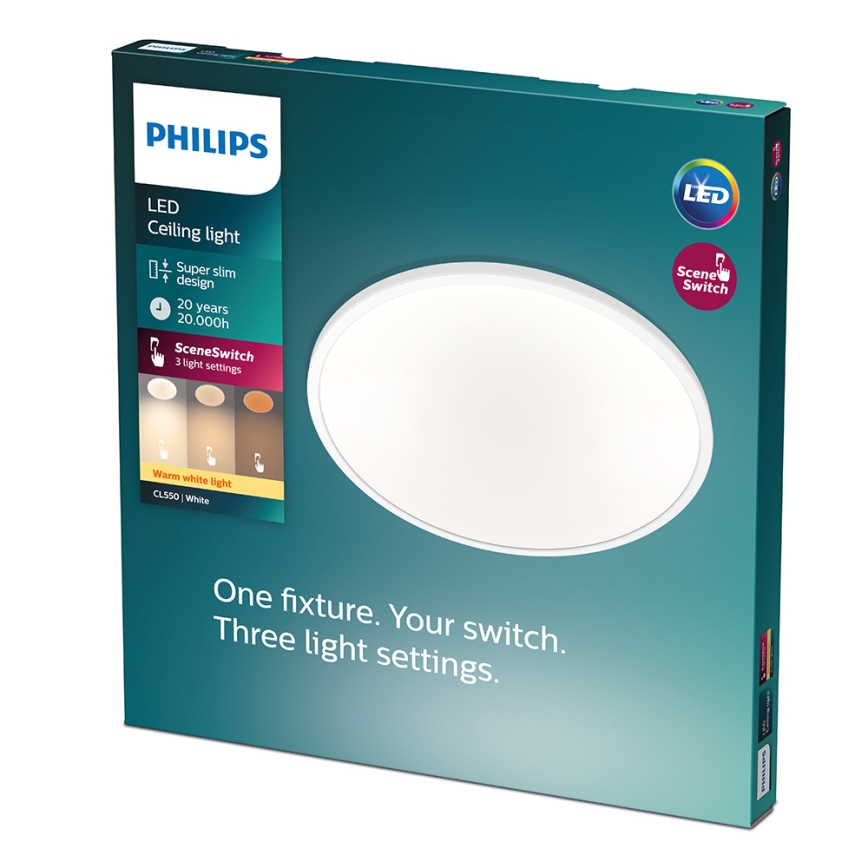 Philips - CLEAR Dimmable LED Ceiling Light, 18 W, 230 V, 2700 K