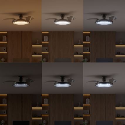 Philips - ATLAS LED/35W/230V Dimmable Ceiling Light with Fan, Matte Chrome + Remote Control