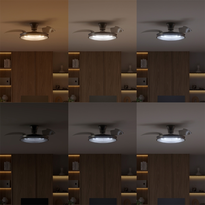 Philips - ATLAS LED/35W/230V Dimmable Ceiling Light with Fan, Matte Chrome + Remote Control