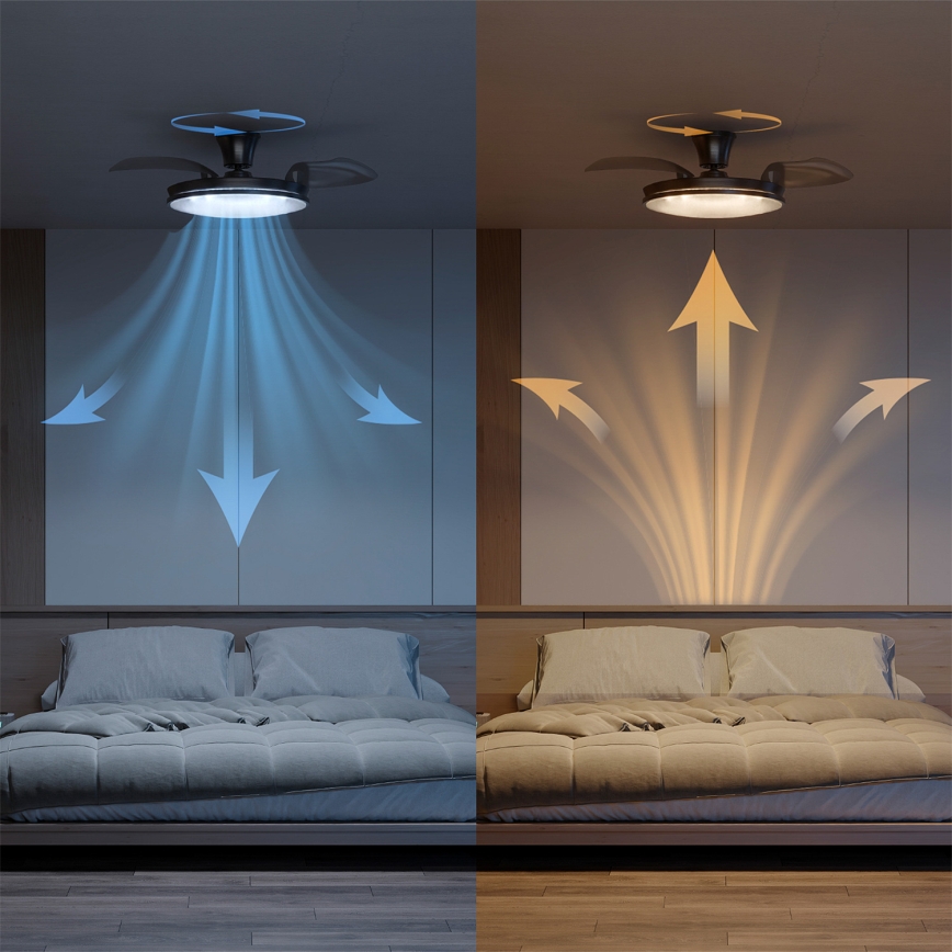 Philips - ATLAS LED/35W/230V Dimmable Ceiling Light with Fan, Matte Chrome + Remote Control
