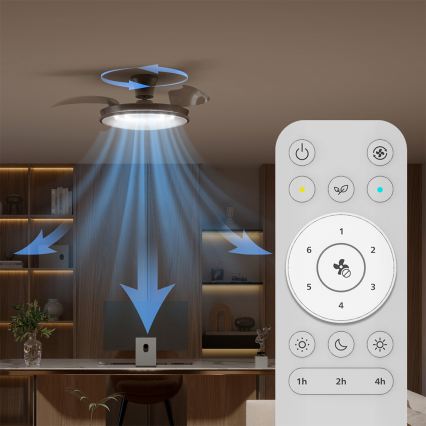 Philips - ATLAS LED/35W/230V Dimmable Ceiling Light with Fan, Matte Chrome + Remote Control