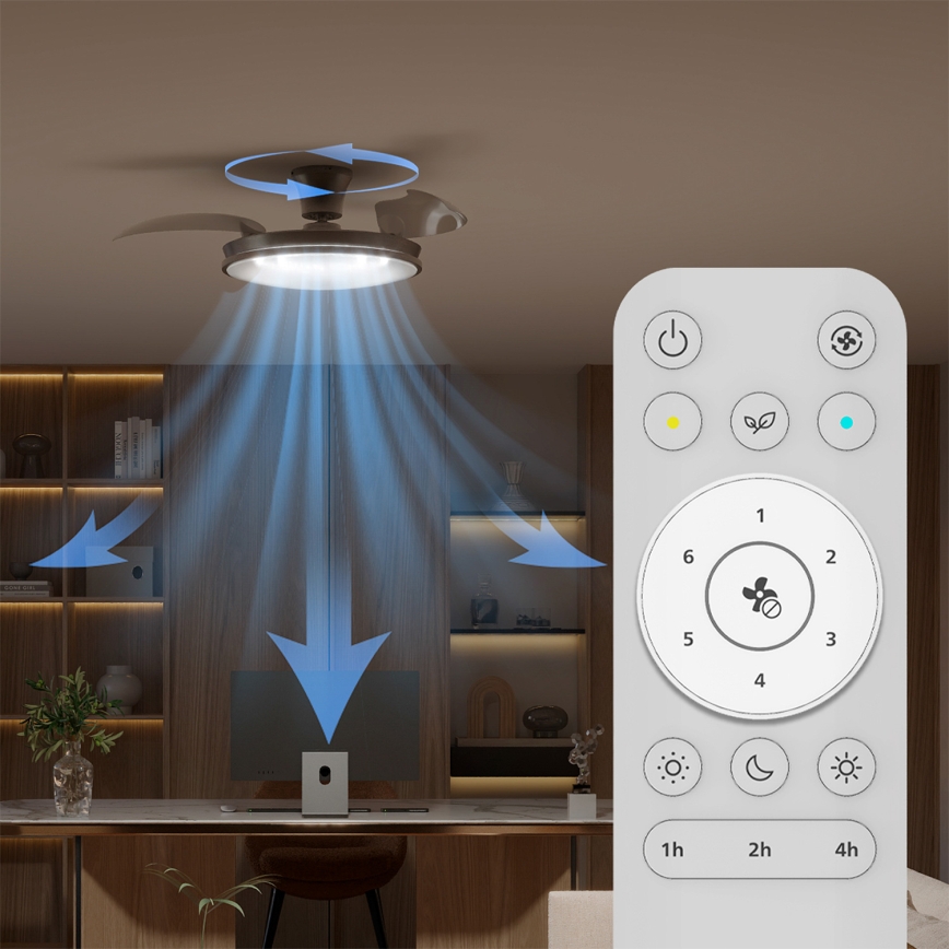 Philips - ATLAS LED/35W/230V Dimmable Ceiling Light with Fan, Matte Chrome + Remote Control