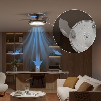 Philips - ATLAS LED/35W/230V Dimmable Ceiling Light with Fan, Matte Chrome + Remote Control