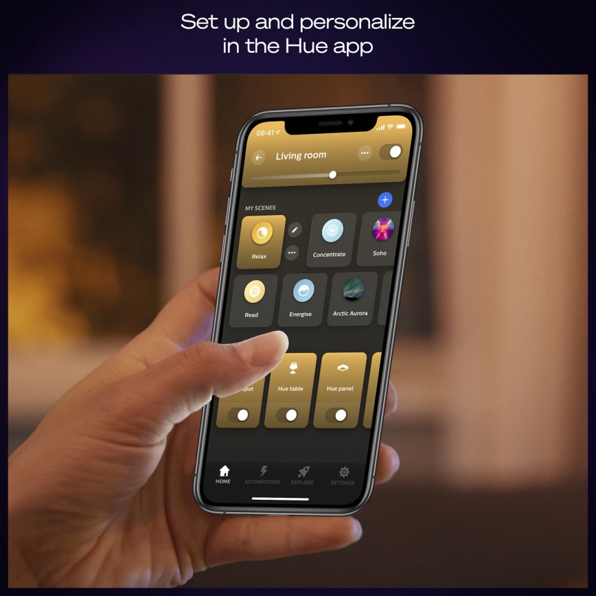 Philips - Hue AURELLE LED Dimmable Ceiling Light LED/39W/230V 2200-6500K 60x60 cm Black