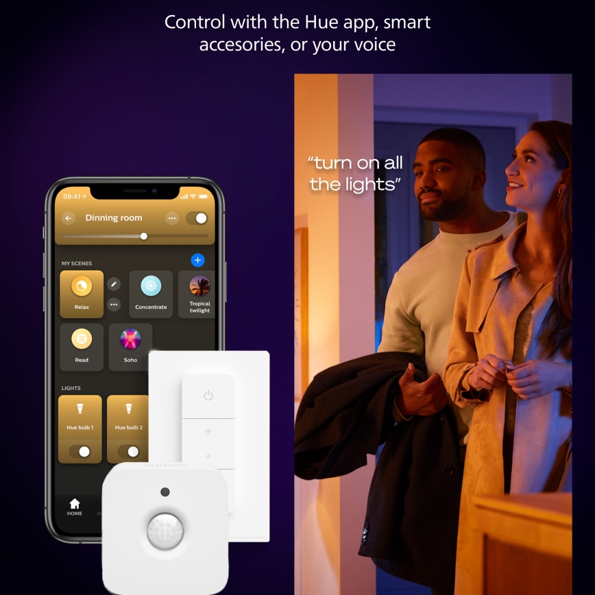 Philips - Hue AURELLE LED Dimmable Ceiling Light LED/39W/230V 2200-6500K 60x60 cm Black