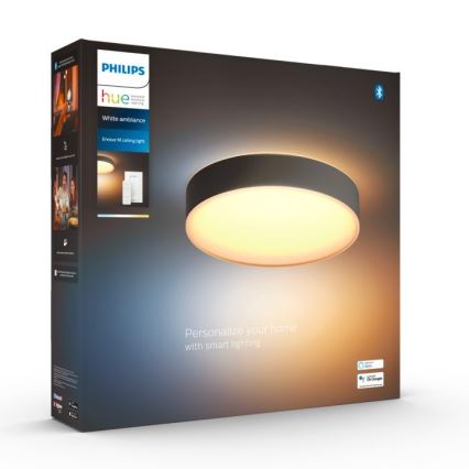 Philips - Hue LED Dimmable Ceiling Light LED/19.2W/230V 2200–6500K Ø 381 mm Black + Remote Control