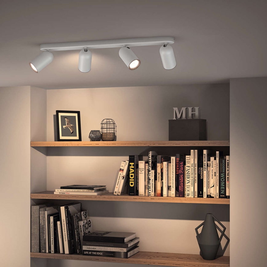 Philips - LED RGBW Dimmable PONGEE Spotlight Fixture 4xGU10/4.8W/230V 3000K White + Remote Control