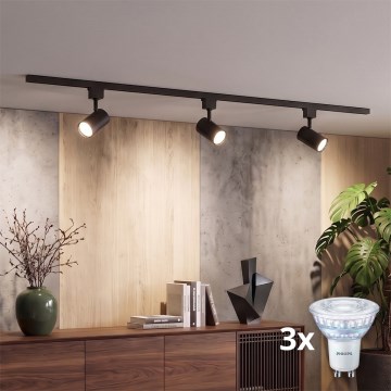 Philips - Dimmable LED spotlight for the EASYLINK track system, 3x GU10 / 7 W / 230 V, 1 m, black