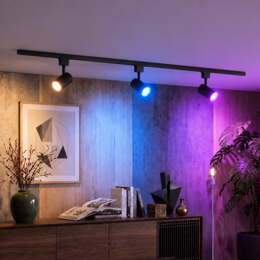 Philips - LED RGBW Dimmable Spotlight for EASYLINK HUE Track System 3xGU10/4.7W/230V 2200–6500K 1m Black