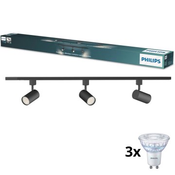 Philips - Dimmable LED track spotlight in EASYLINK track system 3xGU10/6,2W/230V 2200-2700K 1m black
