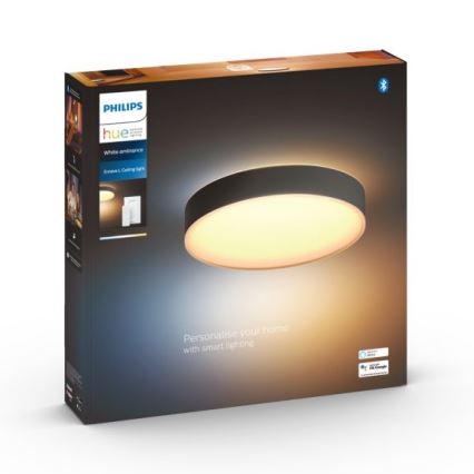 Philips - Hue LED Dimmable Ceiling Light LED/33.5W/230V 2200-6500K Ø 425 mm Black + Remote Control