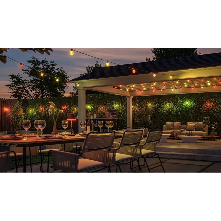 Philips - Hue FESTAVIA LED RGBW Dimmable Outdoor String Lights, 20 LEDs, 14 m, IP65