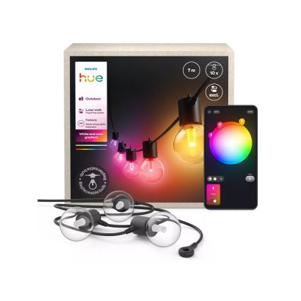 Philips - Hue FESTAVIA RGBW LED Dimmable Outdoor Extension String, 10 LEDs, 7 m, IP65
