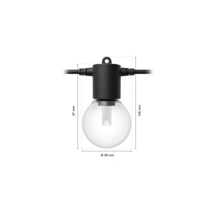 Philips - Hue FESTAVIA RGBW LED Dimmable Outdoor Extension String, 10 LEDs, 7 m, IP65