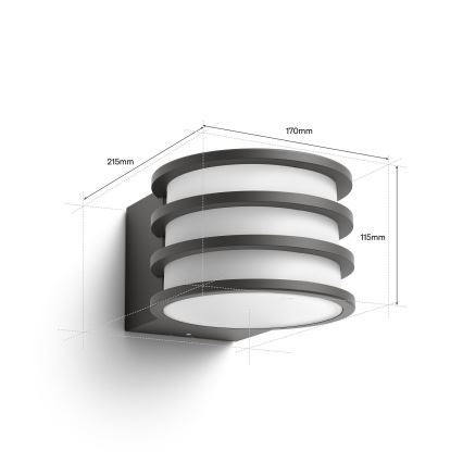 Philips - LED RGB Dimmable outdoor wall light Hue LUCCA 1xE27/8,1W/230V 1000-20000K IP44