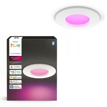 Philips - Hue SLIM RGBW Dimmable Bathroom Recessed Downlight, 8.3W/230V, 1000-20000K, White, IP44
