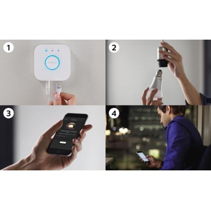 Philips Hue Starter Kit White 3xE27/9W 2700K + Hue Bridge and Dimmer Switch