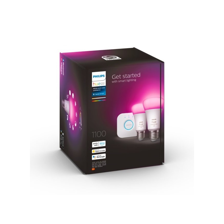 Philips Hue White and Color Ambiance Starter Kit 2x E27/9W/230V 2000-6500K + Hue Bridge