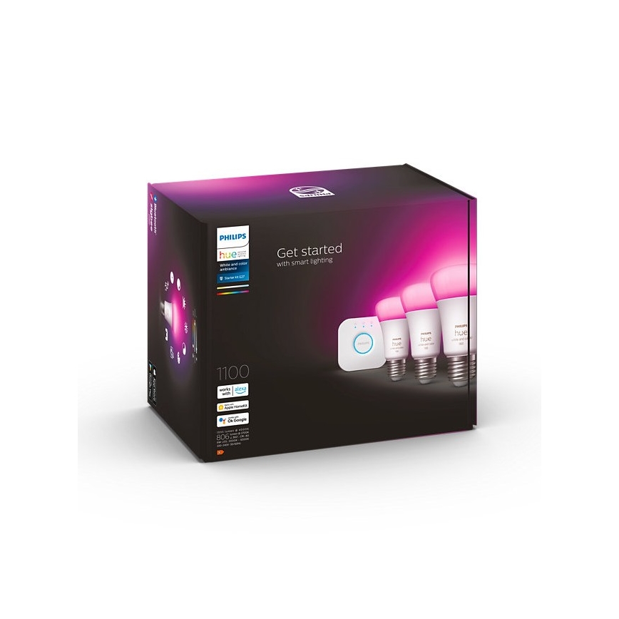 Philips Hue White and Color Ambiance Starter Kit 3xE27/9W/230V 2000-6500K + Hue Bridge