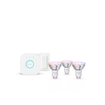 Philips Hue White and Color Ambiance Essential Starter Kit 3x GU10 / 4.7W / 230V / 2200-6500K + Connection Bridge