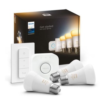 Philips Hue White Ambiance Starter Kit 3x E27/11W 2200-6500K + Hue Bridge and Dimmer Switch