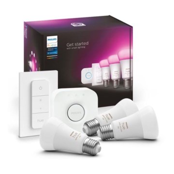 Philips Hue White and Color Ambiance Starter Kit 3x E27/9W 2000-6500K + Hue Bridge and Dimmer Switch