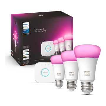 Philips Hue White and Color Ambiance Starter Kit 3xE27/9W/230V 2000-6500K + Hue Bridge