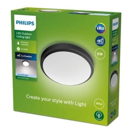 Philips - LED Bathroom ceiling light LED/6W/230V 4000K IP54 black
