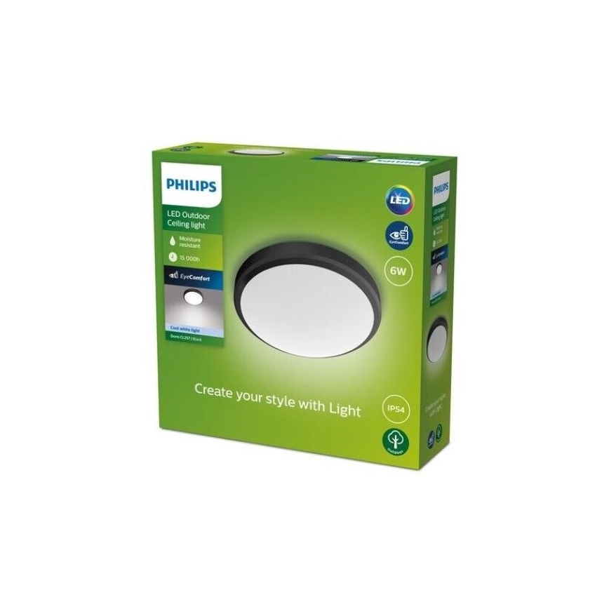 Philips - LED Bathroom ceiling light LED/6W/230V 4000K IP54 black