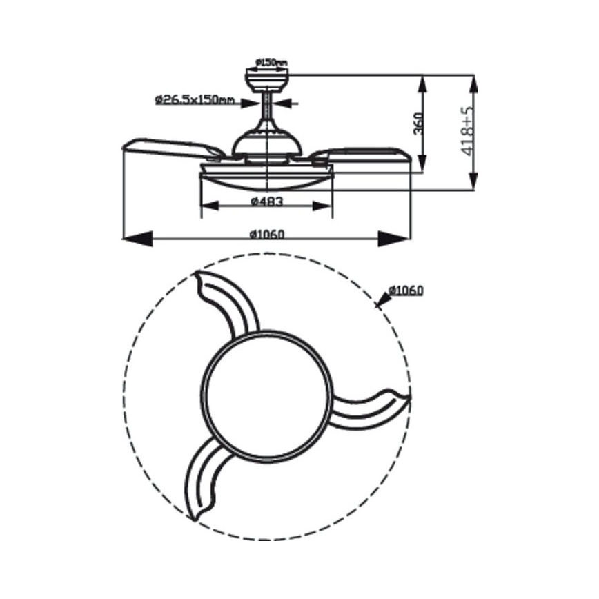 Philips - LED Ceiling fan LED/35W/230V 5500/4000/2700K + remote control