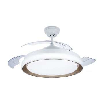 Philips-LED Ceiling light with a fan LED/35W/230V 5500/4000/2700K + remote control gold