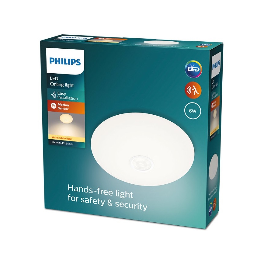 Philips - LED Ceiling light with a sensor MAUVE LED/6W/230V