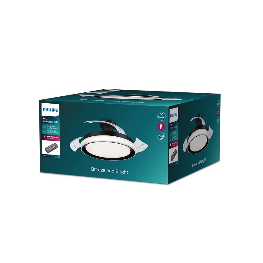 Philips - BLISS LED Ceiling Light with Fan LED/35W/230V 5500/4000/2700K Black + Remote Control