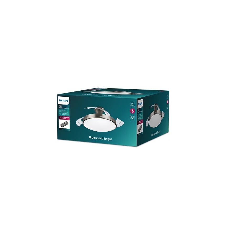 Philips - BLISS LED Ceiling Light with Fan LED/35W/230V 5500/4000/2700K Nickel + Remote Control
