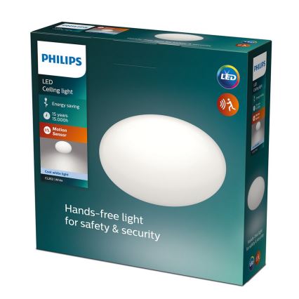 Philips - LED Ceiling light with sensor 1xLED/12W/230V 4000K
