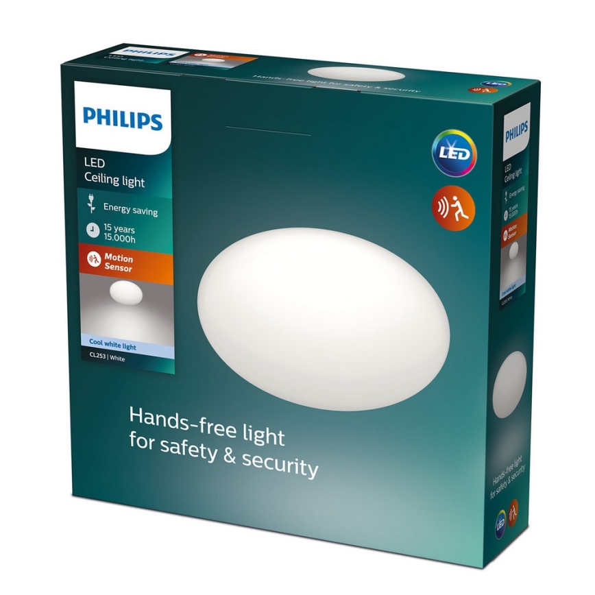 Philips - LED Ceiling light with sensor 1xLED/12W/230V 4000K