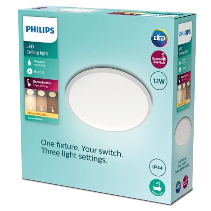 Philips - LED Dimmable bathroom ceiling light SCENE SWITCH LED/12W/230V IP44