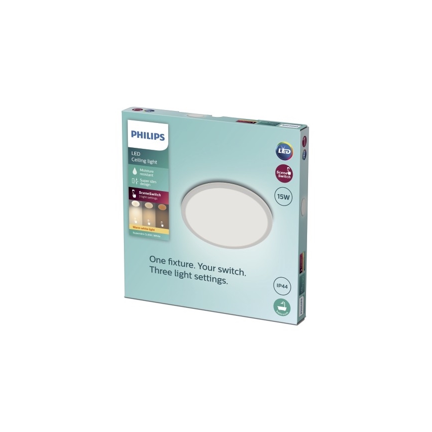 Philips - LED Dimmable bathroom ceiling light SCENE SWITCH LED/15W/230V IP44 2700K