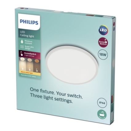 Philips - LED Dimmable bathroom ceiling light SCENE SWITCH LED/18W/230V IP44 2700K
