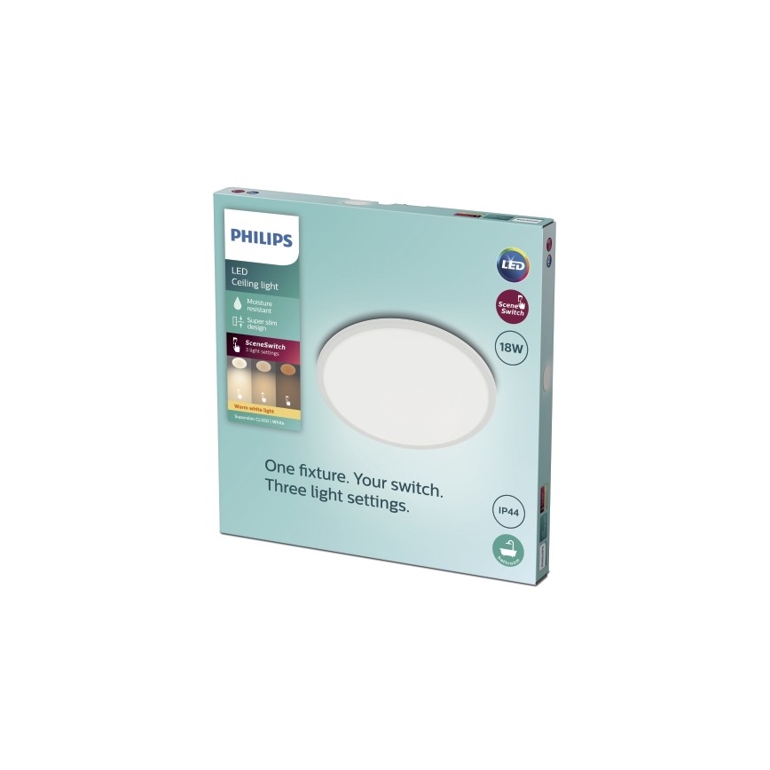 Philips - LED Dimmable bathroom ceiling light SCENE SWITCH LED/18W/230V IP44 2700K