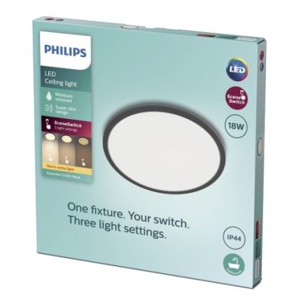 Philips - LED Dimmable bathroom ceiling light SCENE SWITCH LED/18W/230V IP44 2700K