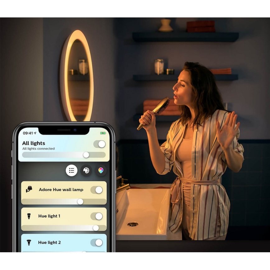 Philips - LED Dimmable bathroom mirror Hue ADORE LED/27W/230V + RC IP44