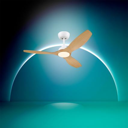 Philips - Dimmable LED Ceiling Fan OLAS LED/24W/230V Ø 132 cm White/Brown + Remote Control