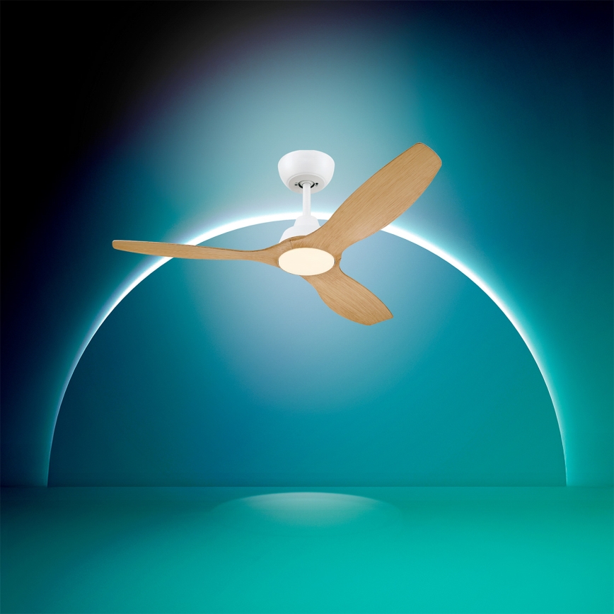 Philips - Dimmable LED Ceiling Fan OLAS LED/24W/230V Ø 132 cm White/Brown + Remote Control