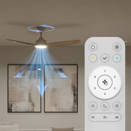 Philips - Dimmable LED Ceiling Fan OLAS LED/24W/230V Ø 132 cm White/Brown + Remote Control