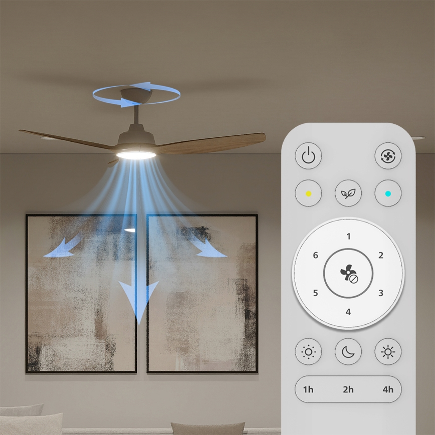 Philips - Dimmable LED Ceiling Fan OLAS LED/24W/230V Ø 132 cm White/Brown + Remote Control