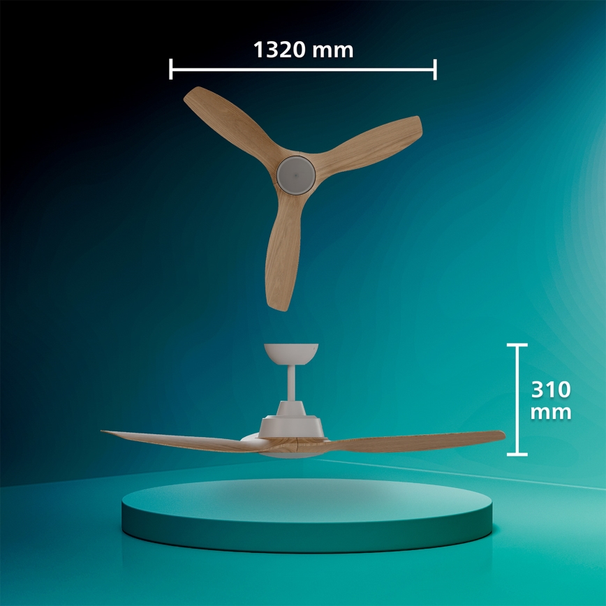 Philips - Dimmable LED Ceiling Fan OLAS LED/24W/230V Ø 132 cm White/Brown + Remote Control