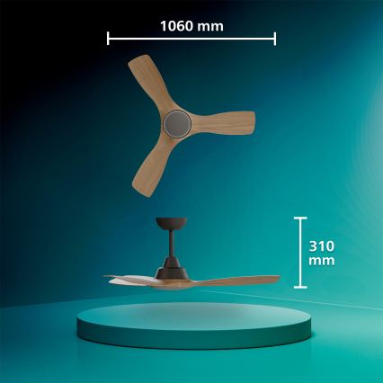 Philips - Dimmable LED Ceiling Fan OLAS LED/24W/230V Ø 106 cm Black/Brown + Remote Control